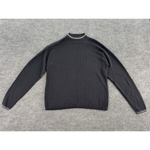 Vintage Britches Sweater Mens Extra Large Black Acrylic Ribbed Cable Knit Mock